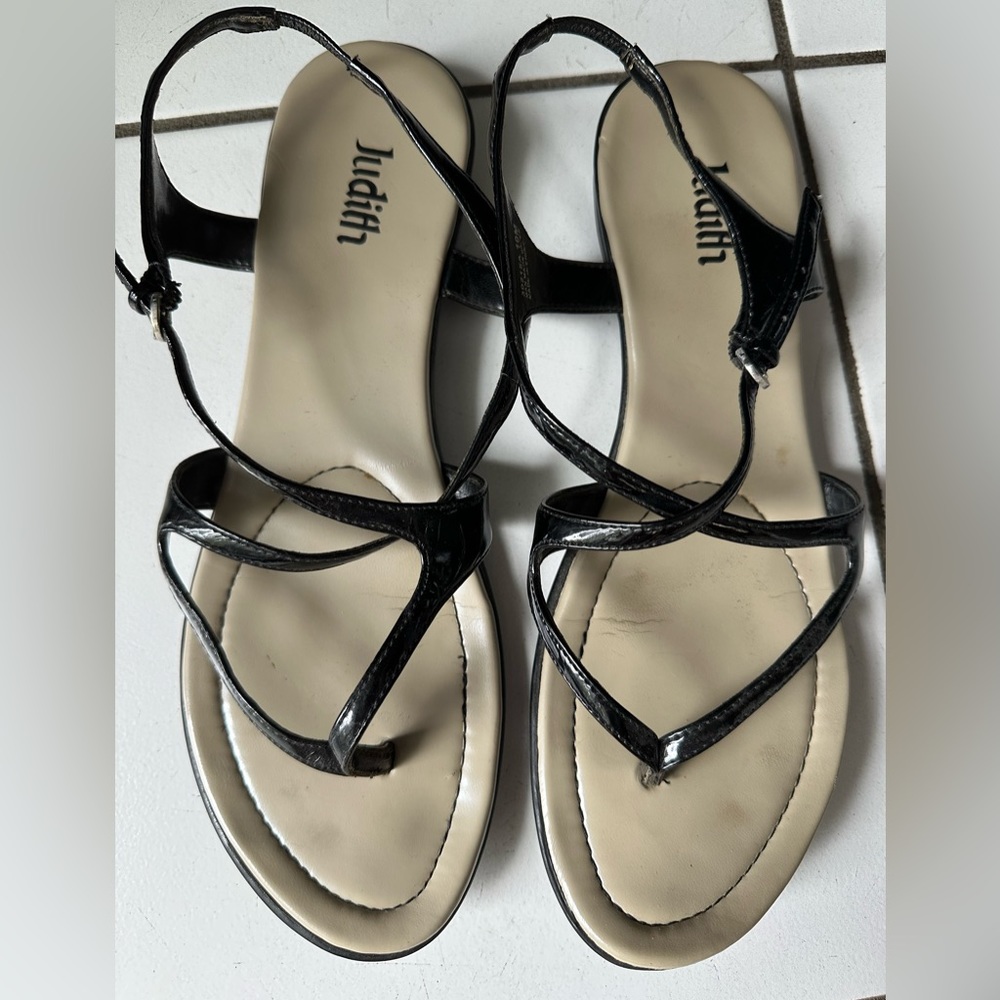 Judith Patent-like Strappy Sandals
